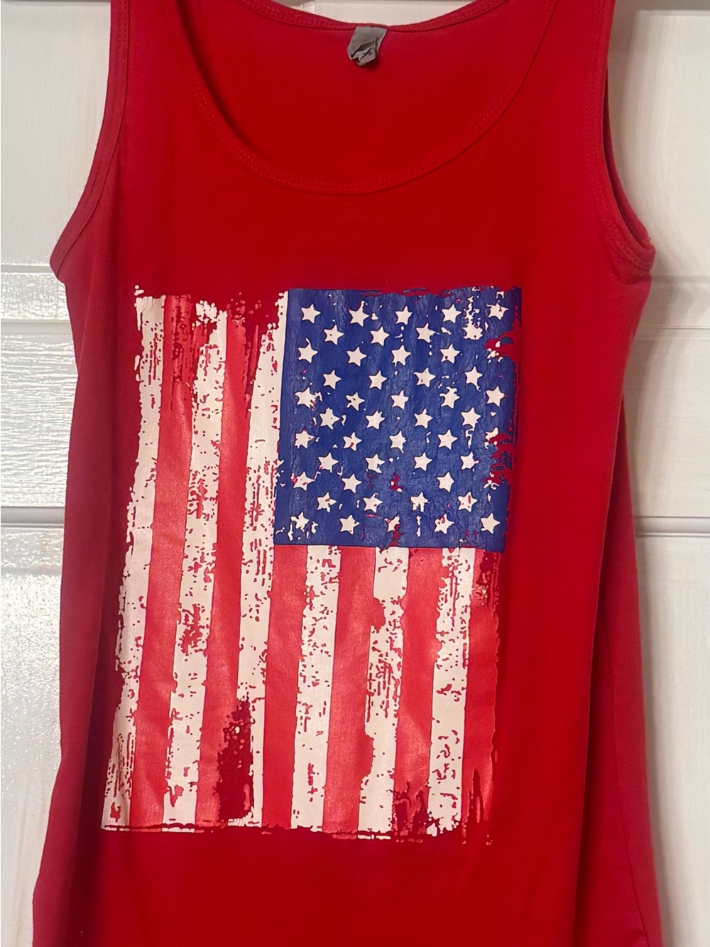 Next Level Apparel Red Sleeveless Top with Flag Graphic